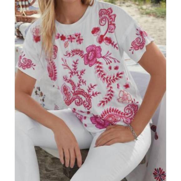 NEW JOHNNY WAS cassia raw detail swing tee in white - Picture 5 of 5